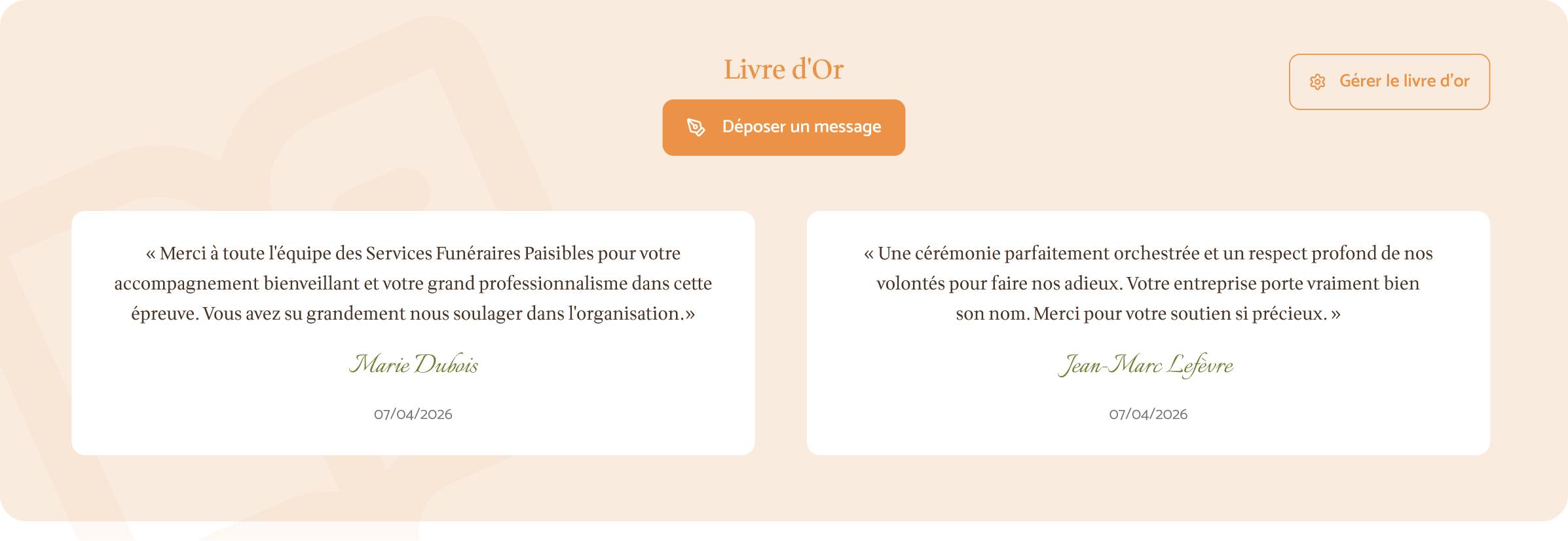 Exemple de livre d'or