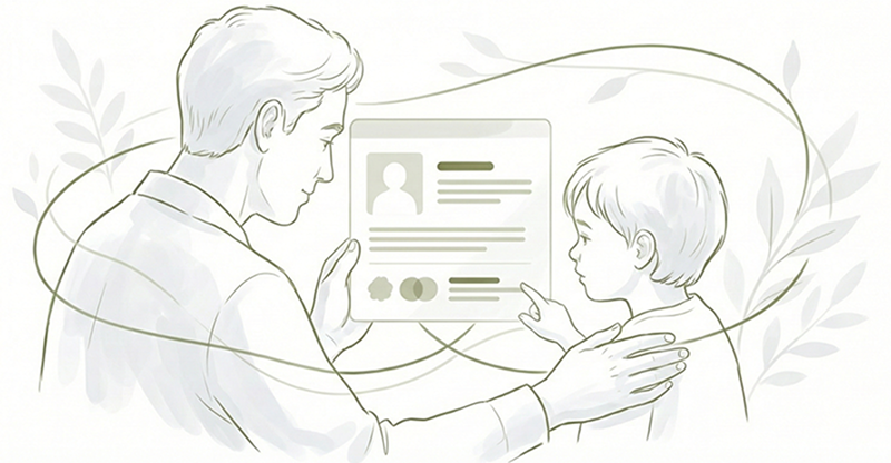 Illustration partage de souvenirs entre générations